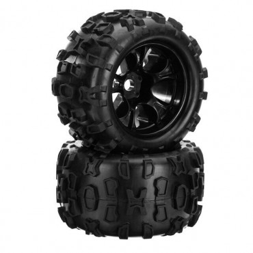 PAR DE RODAS E PNEUS PARA MONSTER TRUCK 1/8 17MM MONTADOS E COLADOS DHK MAXIMUS 8382-704 8382704